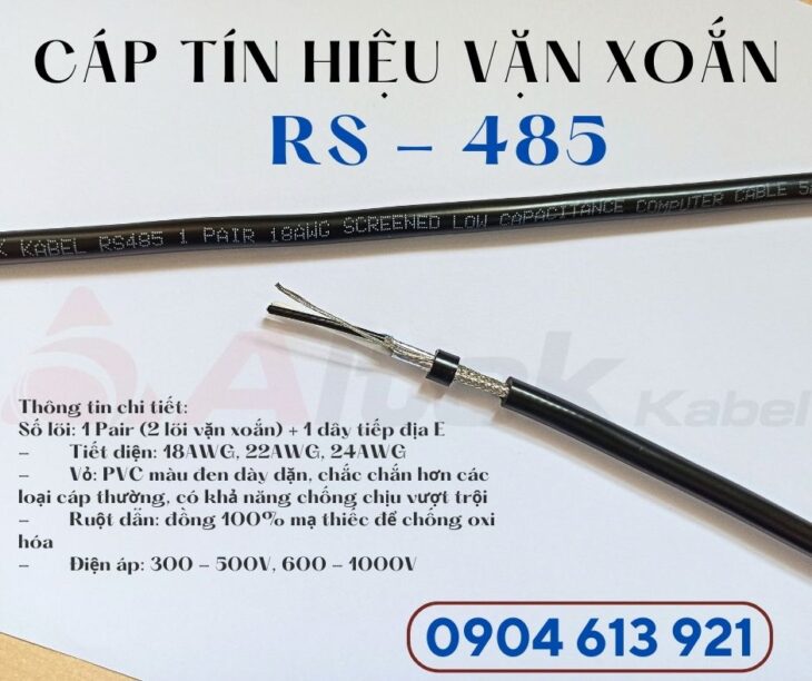 Dây cáp điều khiển RS485 vặn xoắn chống nhiễu 1 pair 24AWG/ 2 PAIR 24AWG