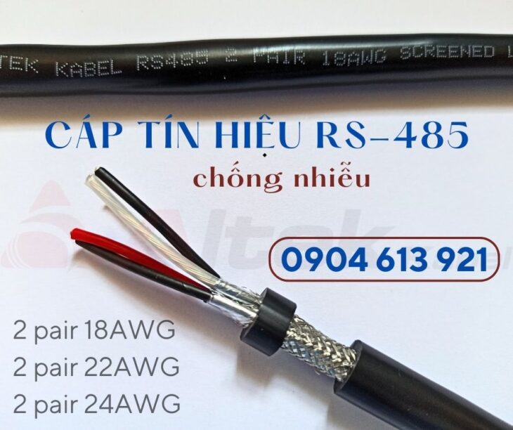 Dây cáp điều khiển RS485 vặn xoắn chống nhiễu 1 pair 24AWG/ 2 PAIR 24AWG