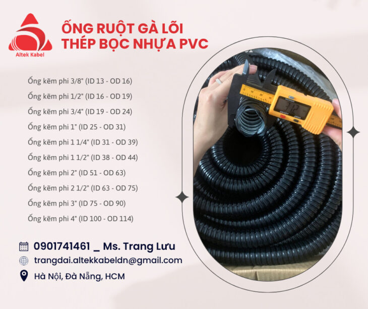Ống ruột gà lõi thép bọc nhựa pvc phi 114 – 4 inch