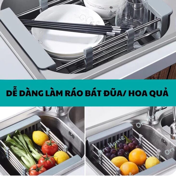 KỆ INOX GÁC BỒN RỬA CHÉN ĐA NĂNG – DỄ DÀNG ĐIỀU CHỈNH KÍCH THƯỚC – KÈM HỘP