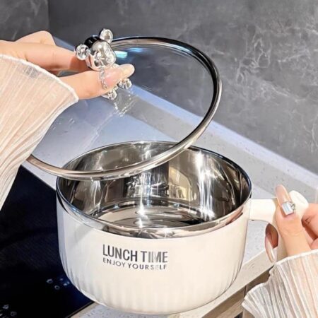 CA NẤU MÌ INOX 304 NẮP GẤU LUNCH TIME CHỐNG NÓNG – CÓ HỘP