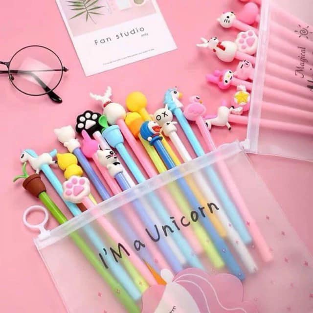 SET 20 BÚT BI HÌNH ĐẦU THÚ NGỘ NGHĨNH ĐÁNG YÊU – MỰC XANH