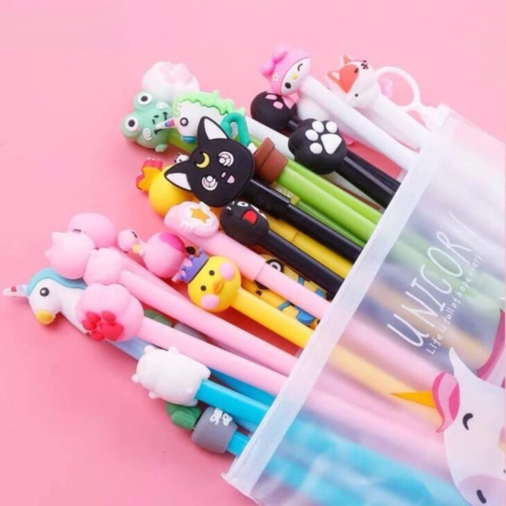 SET 20 BÚT BI HÌNH ĐẦU THÚ NGỘ NGHĨNH ĐÁNG YÊU – MỰC XANH