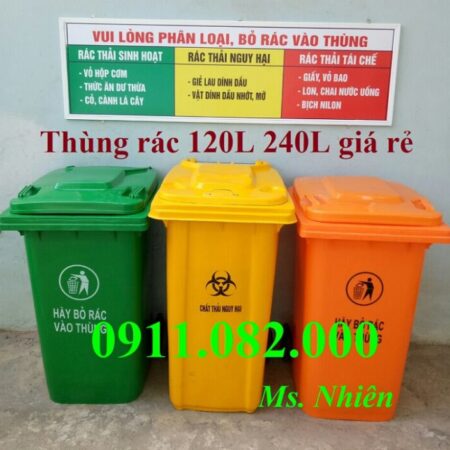 Bán thùng rác giá rẻ tại bình minh vĩnh long- thùng đựng rác 120l 240l- lh 0911082000