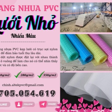 Nhựa pvc lưới Nhỏ nhiều màu làm lưới công trình, may balo túi xách, phụ kiện