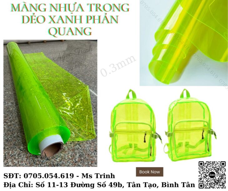 Nhựa pvc mua ở đâu – pvc Xanh Neon may balo, phụ kiện, giày dép