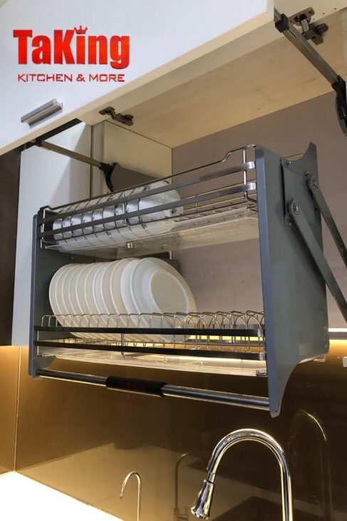 Kệ bát đĩa nâng hạ SUS 304 cao cấp hiện đại, cao cấp, sang trọng TaKing
