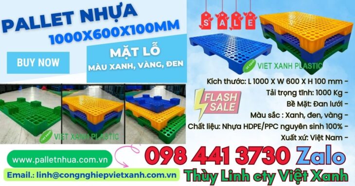 Pallet nhựa lót kho, lót sân khấu màu cam