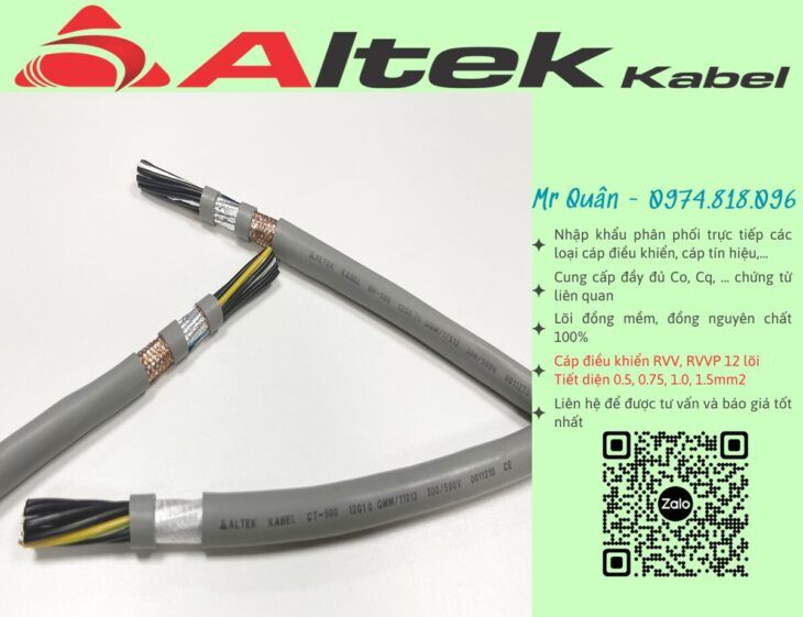 Dây cáp điện, cáp điều khiển RVV 12×0.5