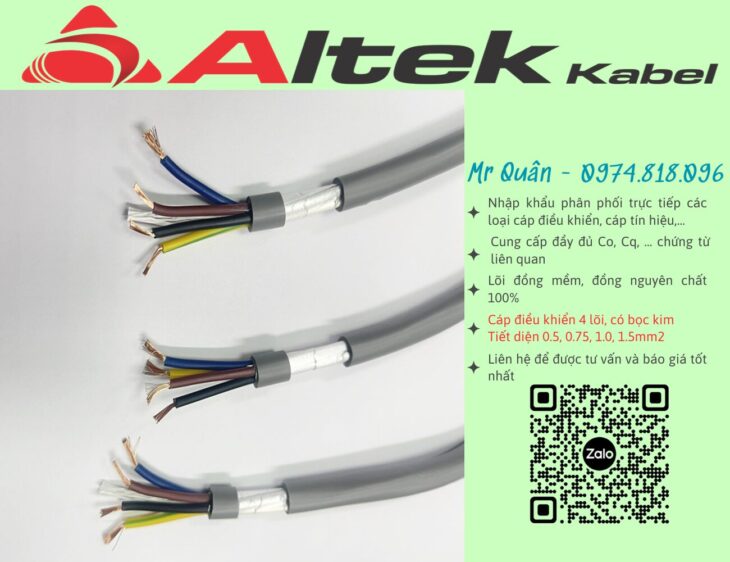 Altek Kabel:Cáp điều khiển 4×1.5 chống nhiễu 2 lớp