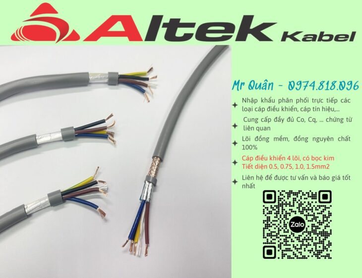 Altek Kabel:Cáp điều khiển 4×1.5 chống nhiễu 2 lớp
