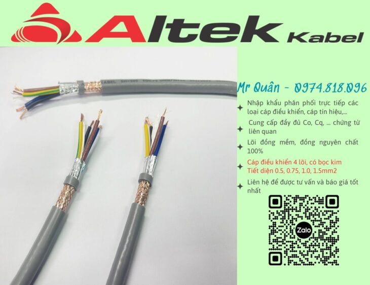Altek Kabel:Cáp điều khiển 4×1.5 chống nhiễu 2 lớp
