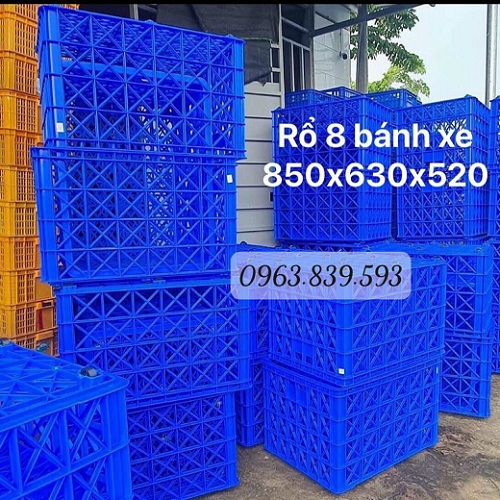 Sóng nhựa 8 bánh xe – sọt nhựa đựng hàn g- Rổ nhựa shipper mới / 0963 839 593 Ms.Loan