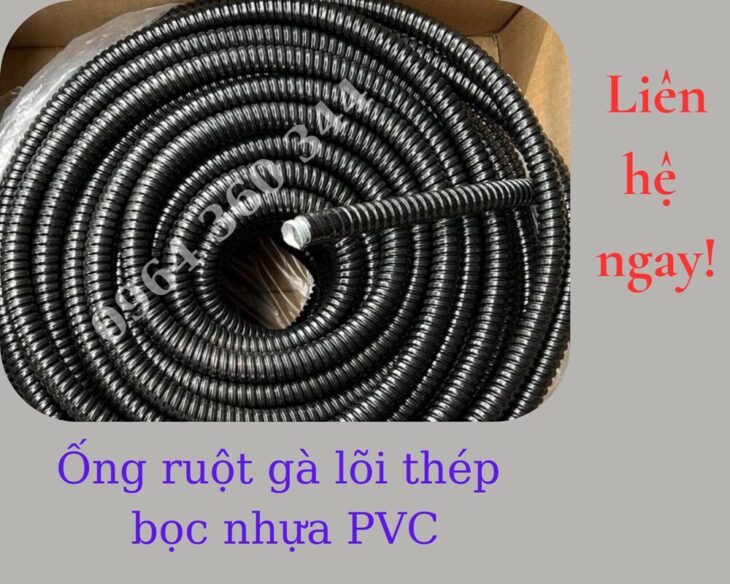 Ống ruột gà lõi thép bọc nhựa đen PVC phi 25 – 1 inch