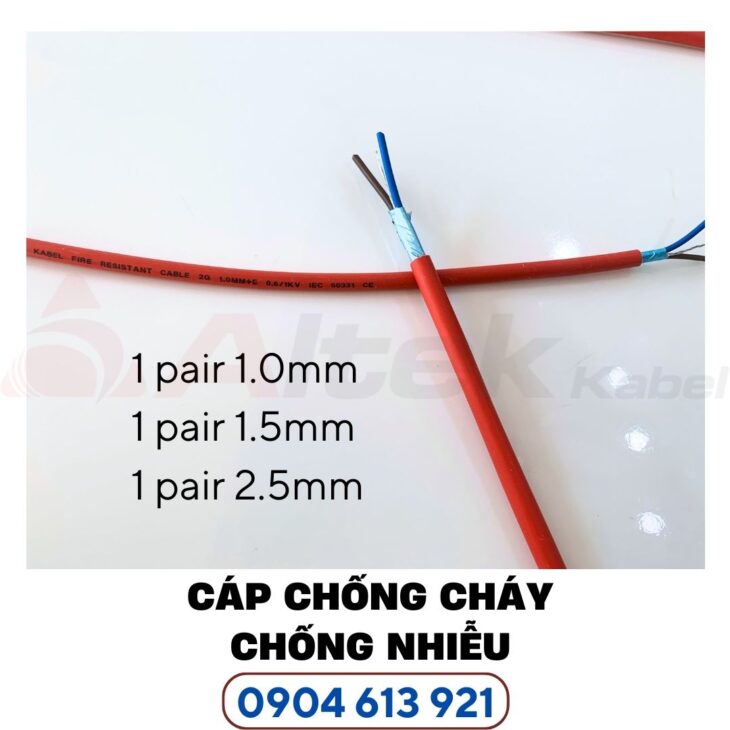 Cáp tín hiệu xoắn chống cháy chống nhiễu 2×1.0mm Altek Kabel