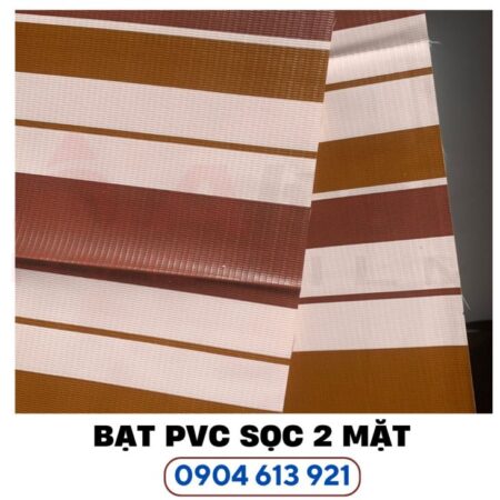 Bạt nhựa PVC sọc 2 mặt làm rèm che nắng , che mưa
