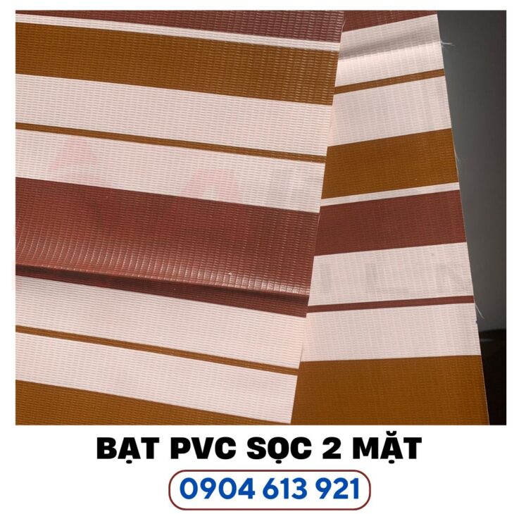 Bạt nhựa PVC sọc 2 mặt làm rèm che nắng , che mưa