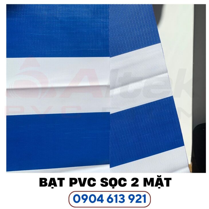 Bạt nhựa PVC sọc 2 mặt làm rèm che nắng , che mưa