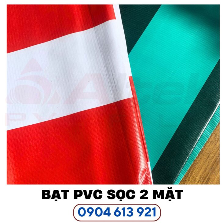 Bạt nhựa PVC sọc 2 mặt làm rèm che nắng , che mưa
