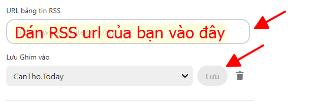 dán URL nguồn cấp dữ liệu RSS của bạn vào trường Nguồn cấp dữ liệu RSS feed