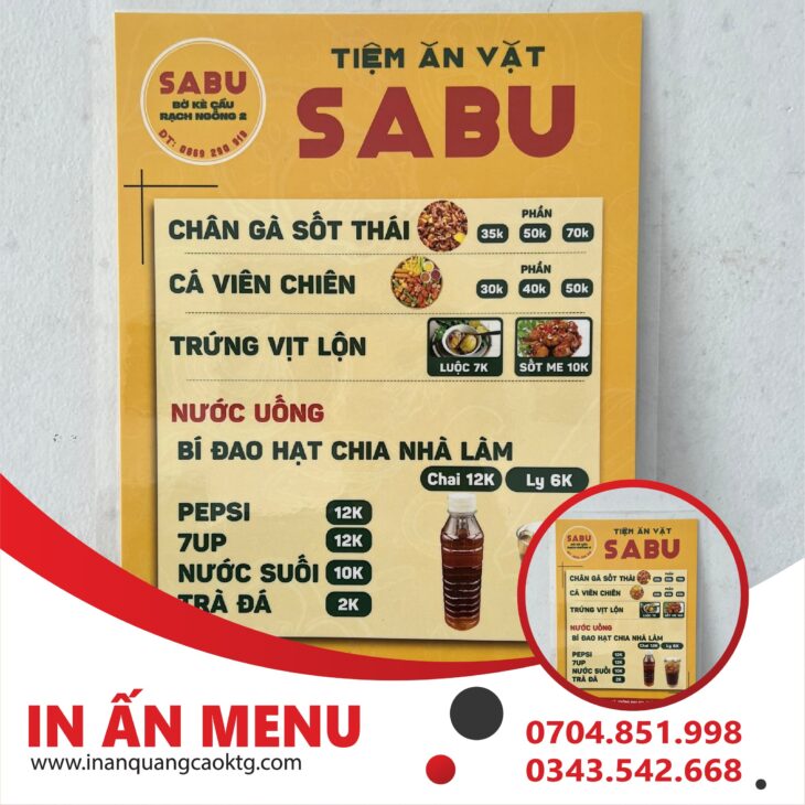thiết kế in ấn menu giá tốt