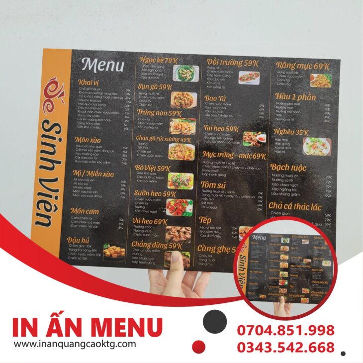 thiết kế in ấn menu giá tốt