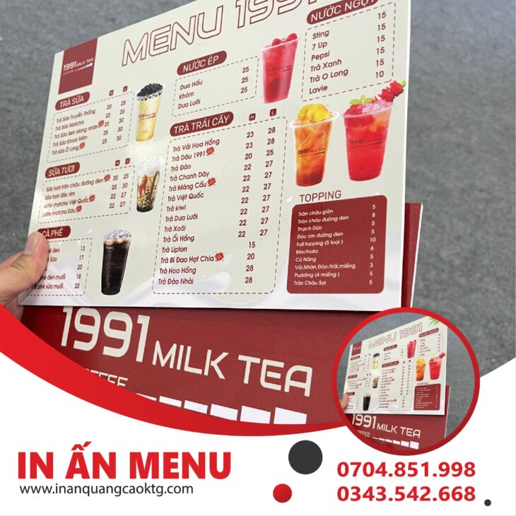 thiết kế in ấn menu giá tốt