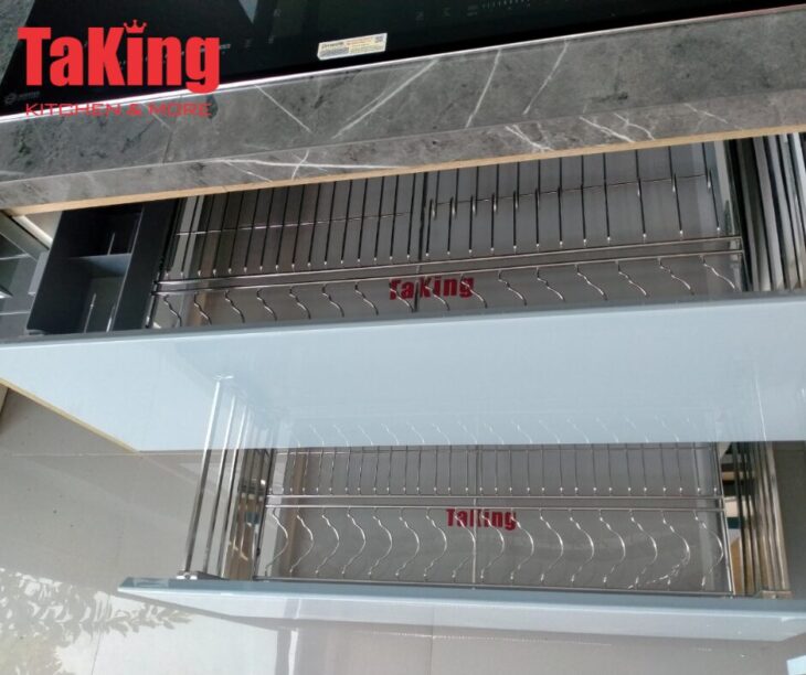 Kệ bát đĩa nan dẹt SUS 304 cánh kéo cao cấp, hiện đại, thiết kế sang trọng TaKing