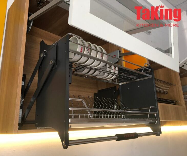 Kệ bát đĩa nâng hạ OVAL hiên đại, độc đáo, cao cấp TaKing