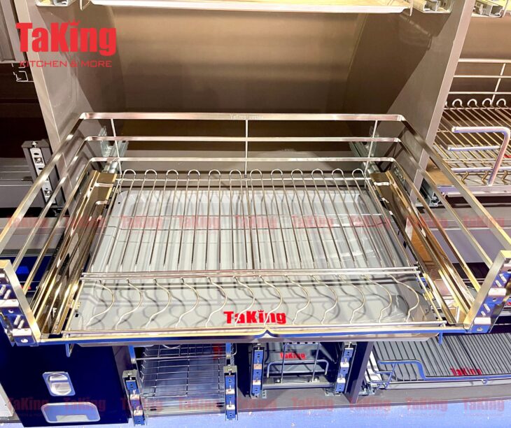 Kệ bát đĩa nan dẹt SUS 304 cánh kéo cao cấp, hiện đại, sang trọng TaKing