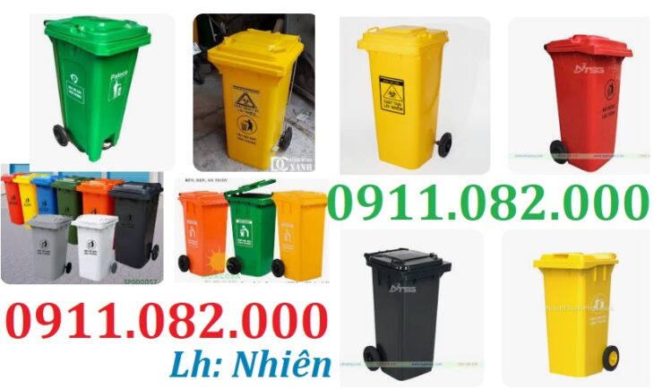 Thùng rác giá rẻ, thùng rác dày, chịu lực tốt, bền màu- thùng rác 120l 240l 660l giá sỉ- lh 09110820