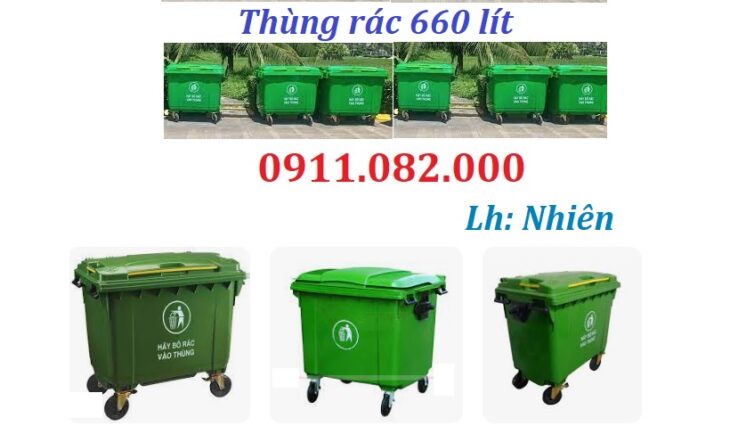 Thùng rác giá rẻ, thùng rác dày, chịu lực tốt, bền màu- thùng rác 120l 240l 660l giá sỉ- lh 09110820