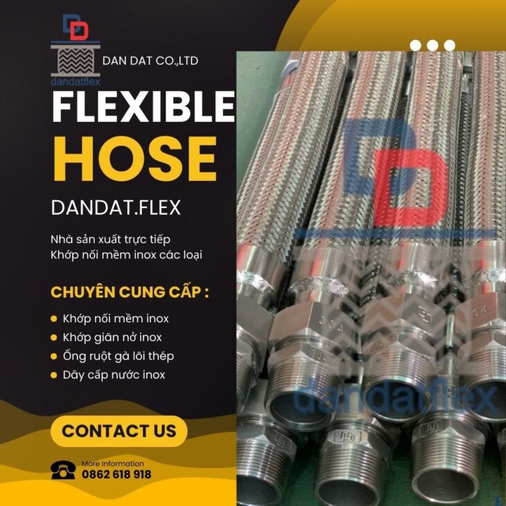 Ống mềm inox bọc cách nhiệt, khớp nối mềm inox nối ren, nối mềm inox