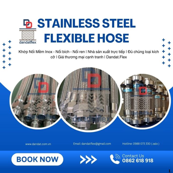 Ống mềm inox bọc cách nhiệt, khớp nối mềm inox nối ren, nối mềm inox