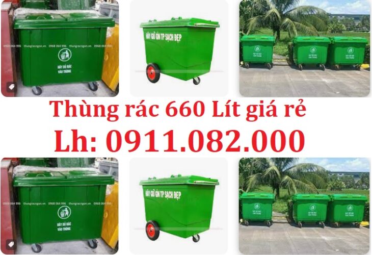 Thùng rác nhựa giá tốt- lh 0911082000- thùng rác 120l 240 nắp kín màu xanh