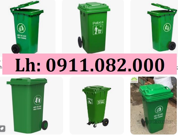 Thùng rác nhựa giá tốt- lh 0911082000- thùng rác 120l 240 nắp kín màu xanh