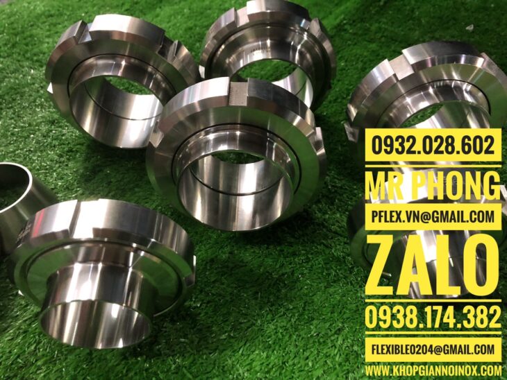 rắc co vi sinh inox 304,khớp nối rắc co inox vi sinh,co hàn vi sinh inox,bầu giãm hàn inox vi sinh