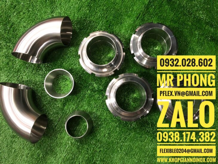 rắc co vi sinh inox 304,khớp nối rắc co inox vi sinh,co hàn vi sinh inox,bầu giãm hàn inox vi sinh