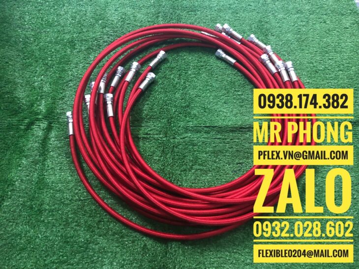 ống mềm teflom bọc vải cách nhiệt , ống PTFE bọc vải , ống teflon bọc vải cách nhiệt