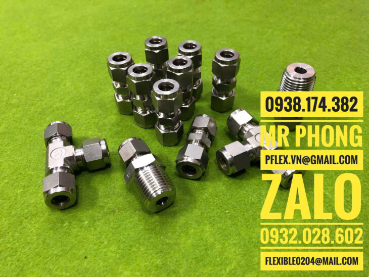 đấu nối inox thẳng hạt bắp- đầu nối inox hạt bắp 90 độ- đầu nối inox chữ TEE hạt bắp