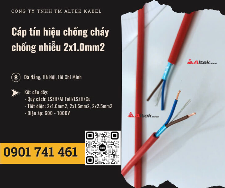 Dây tín hiệu chống cháy chống nhiễu 2×1.0mm2 Đà Nẵng