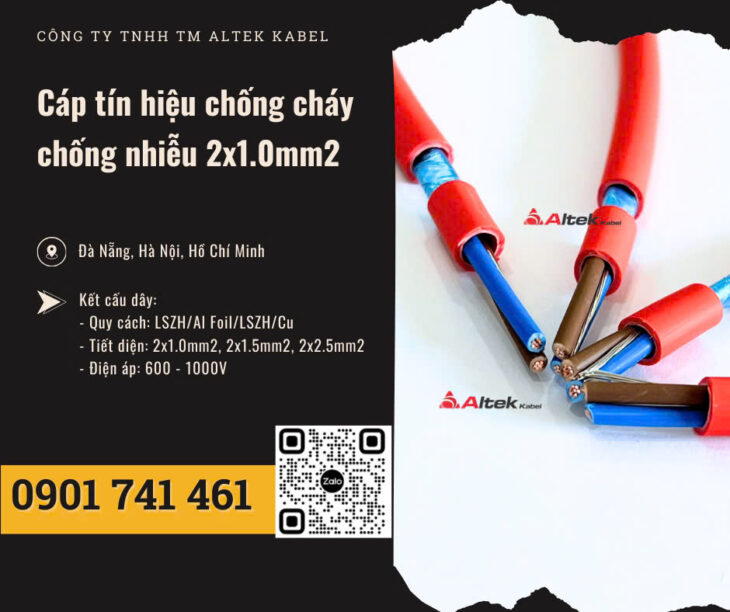 Dây tín hiệu chống cháy chống nhiễu 2×1.0mm2 Đà Nẵng