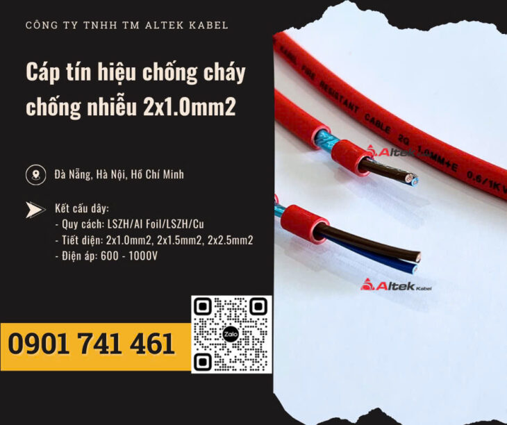 Dây tín hiệu chống cháy chống nhiễu 2×1.0mm2 Đà Nẵng