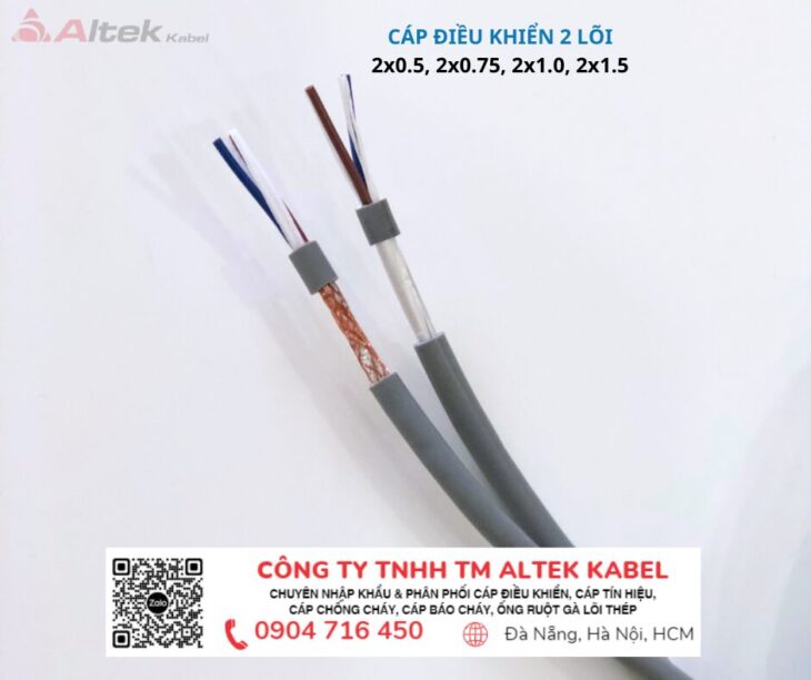 Cáp Điện 2 Lõi Altek Kabel, 0.5, 0.75, 1.0, 1.5 Mm2