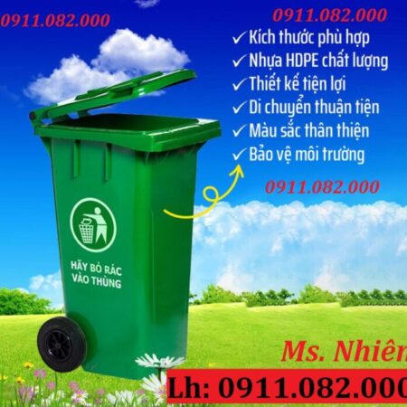 Thùng rác 240 lít giá rẻ tại vĩnh long, hàng chất lượng giao hàng nhanh- lh 0911082000