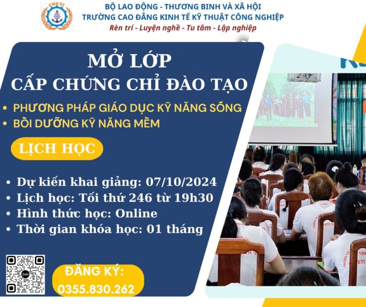 CHỨNG CHỈ ĐÀO TẠO PHƯƠNG PHÁP GIÁO DỤC KỸ NĂNG MỀM – KỸ NĂNG SỐNG – SDT 0355.830.262