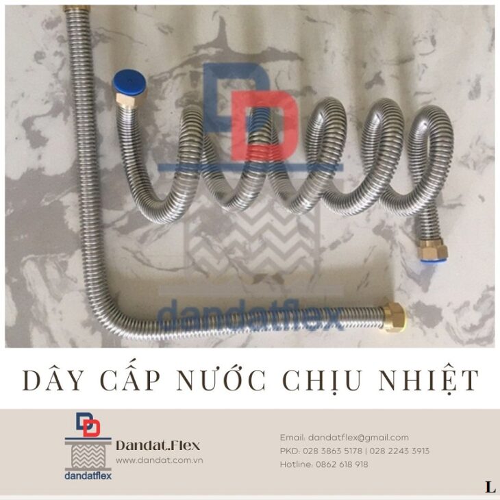 Dây cấp nước inox 304, dây dẫn nước bình nóng lạnh phi 21, ống cấp nước inox chịu nhiệt chịu áp