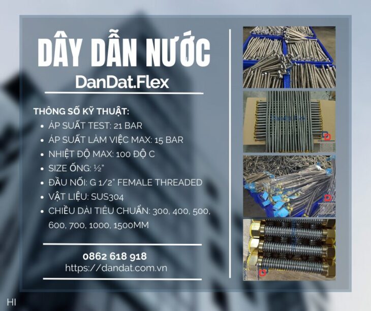 Dây Dẫn Nước Chịu Nhiệt Cho Bình Nóng Lạnh Inox 304, Dây cấp nước inox 304