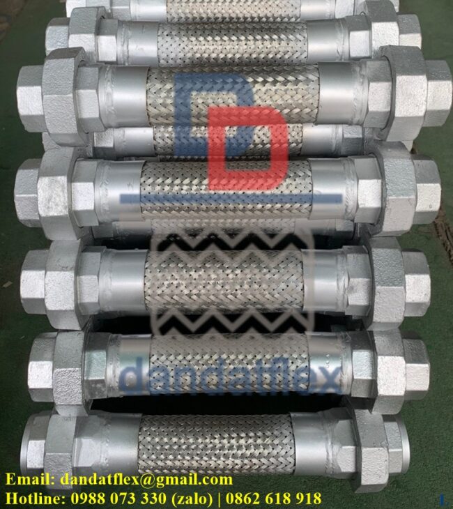 Nối mềm inox hệ thống bơm nước chiller, Ống dẫn dầu thủy lực bọc lưới, dây dầu thủy lực inox