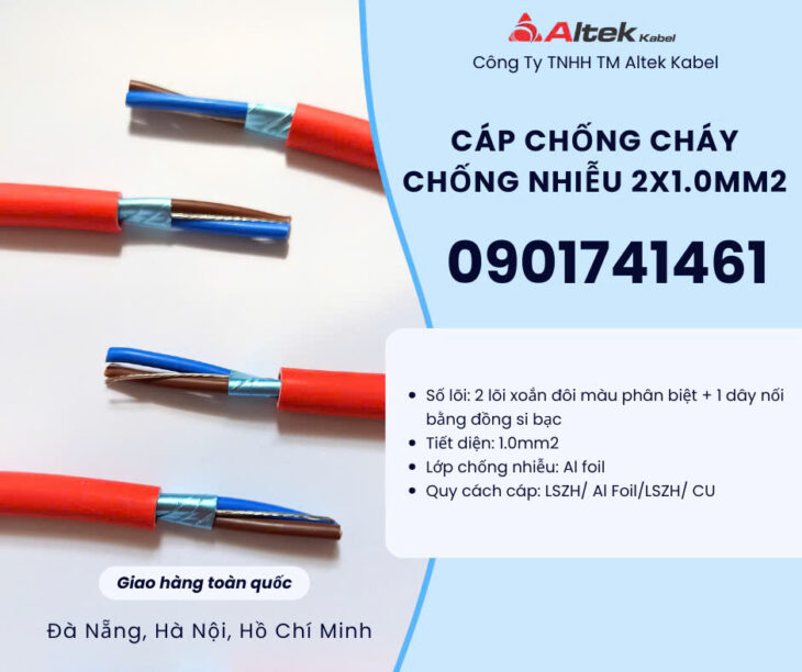 Dây cáp tín hiệu chống cháy, chống nhiễu 2 lõi Altek Kabel Đà Nẵng
